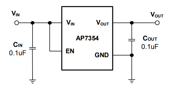 Application Circuit Diagram - Diodes Incorporated AP7354 Ultra-Low Quiescent Current LDO Regulators